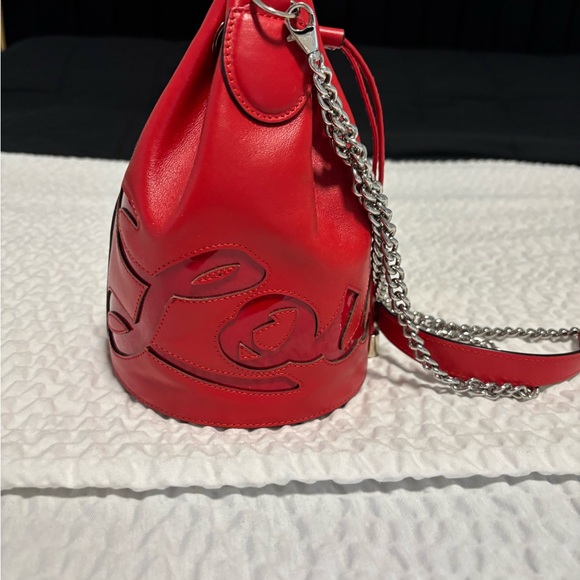 Christian Louboutin Red Crossbody Bag with Silver Chain - Picture 2 of 3